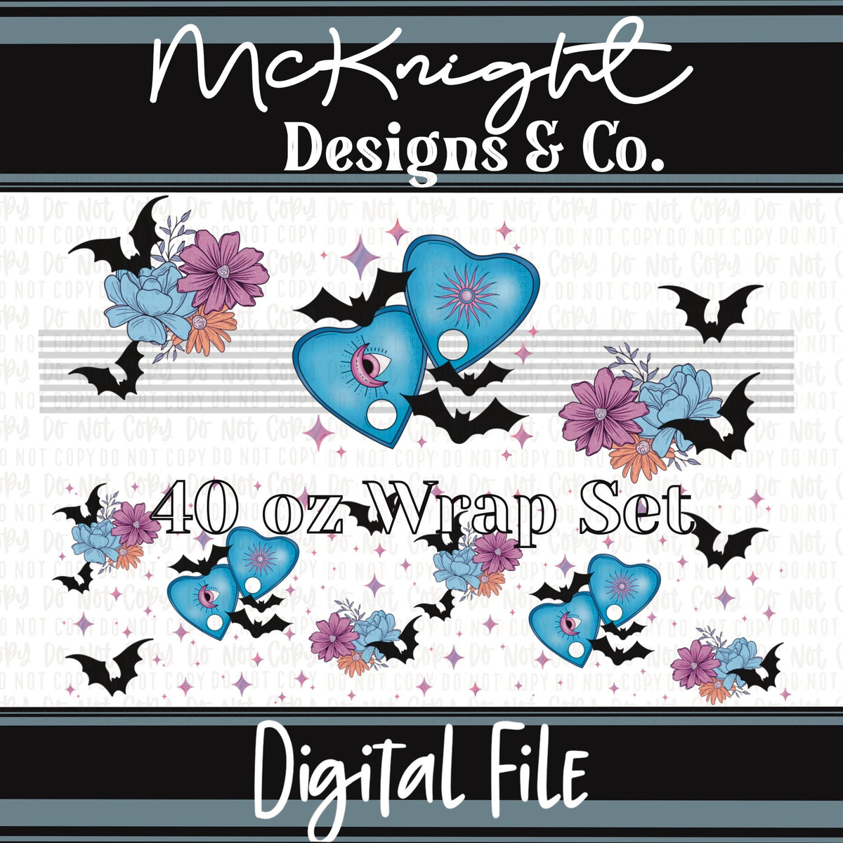 Tumbler Wrap Digital Design - 40 oz - Spooky Planchettes - McKnight Designs & Co